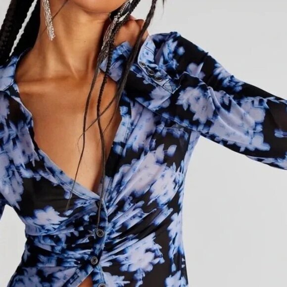 NWT Free People Onyx Indigo Combo Lucky Shirtee Womens size XL - Picture 2 of 12